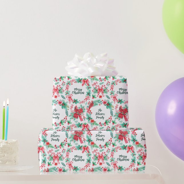 Familjen Namn Monogram Julkrans Presentpapper (Festgåvor)