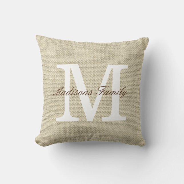 Familjen Namn Monogram Kudde (Framsida)