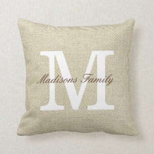 Familjen Namn Monogram Kudde