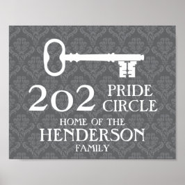 Familjen Namn och House Adress Damask House Nyckel Poster