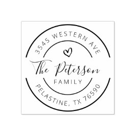 Familjen Namn Returadress runt logotyp Rubber Frim Stämpel