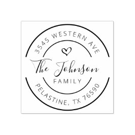 Familjen Namn Returadress runt logotyp Rubber Frim Stämpel