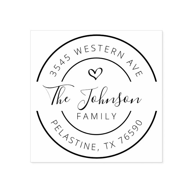 Familjen Namn Returadress runt logotyp Rubber Frim Stämpel (Tryck)