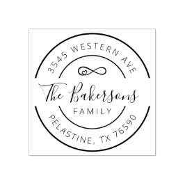 Familjen Namn Returadress runt logotyp Rubber Frim Stämpel