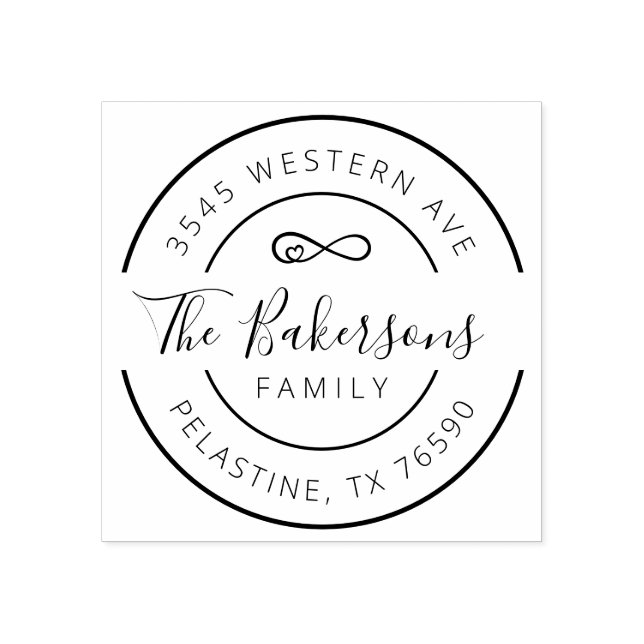 Familjen Namn Returadress runt logotyp Rubber Frim Stämpel (Tryck)