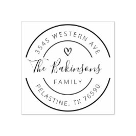 Familjen Namn Returadress runt logotyp Rubber Frim Stämpel