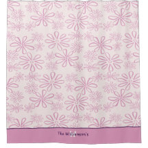 Familjen Namn & Rosa & Blommigt Doodle Mönster