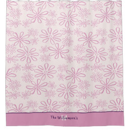 Familjen Namn & Rosa & Blommigt Doodle Mönster