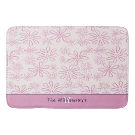 Familjen Namn & Rosa &  Blommigt Doodle Mönster Badrumsmatta