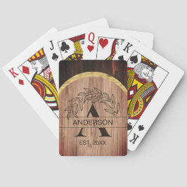 Familjen Namn Rustic Farmhouse Wood Monogrammed Gu Casinokort