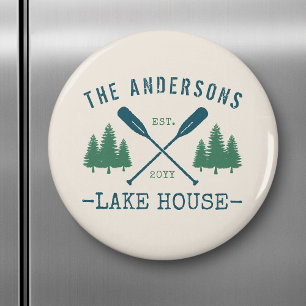 Familjen Namn Sjö House Rustic Oars Gräs Träd Magnet