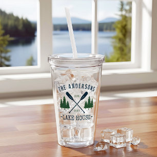 Familjen Namn Sjö House Rustic Oars Gräs Träd Take Away Mugg