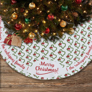 Familjen Namn Texas julkrans med Red Bow Julgransmatta Borstad Polyester