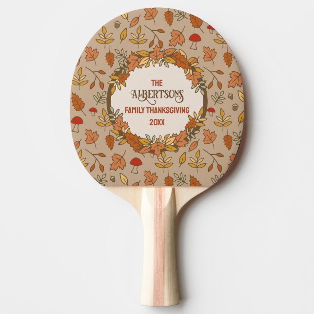 Familjen Namn Thanksgiving Höst löv Pingisracket (Framsidan)