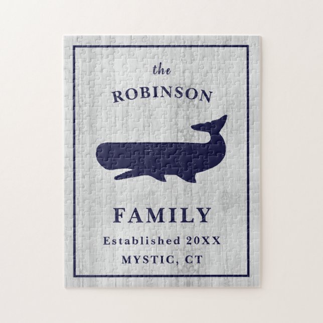 Familjen Nautical Namn Rustic Pussel (Vertikal)