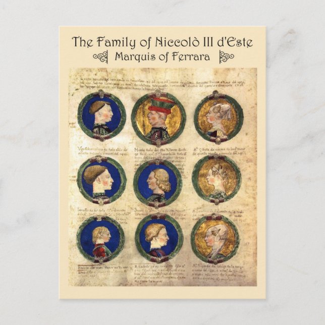 Familjen Niccolò III d'Este Vykort (Framsida)