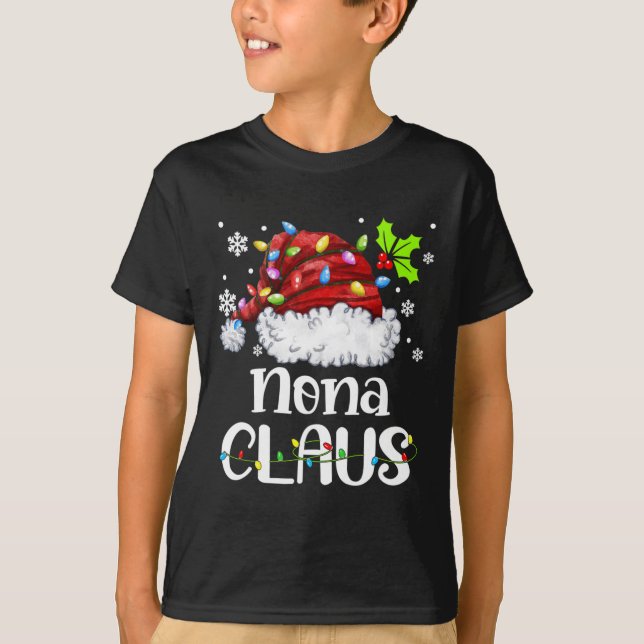 Familjen Nona Claus Santa Hat jul Light Julafton T Shirt (Framsida)