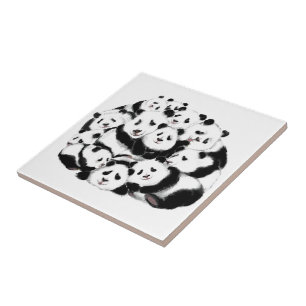 Familjen Panda Ceramic Tile Lycklig Kakelplatta