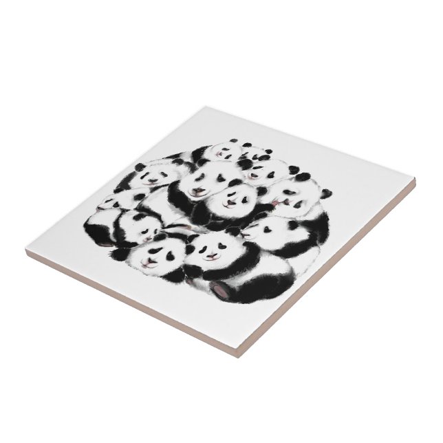 Familjen Panda Ceramic Tile Lycklig Kakelplatta (Sidan)