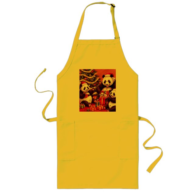 Familjen Pandas Open Julklapp Långt Förkläde (Framsidan)