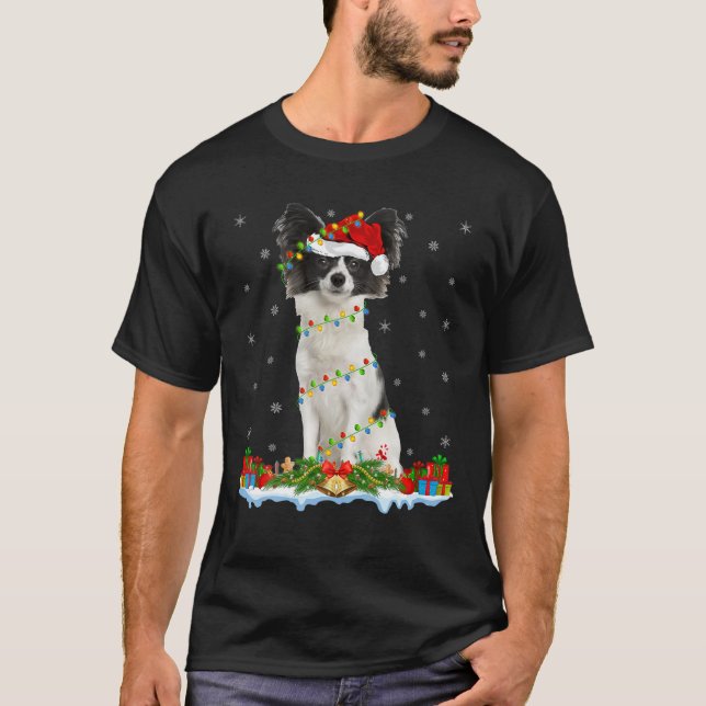 Familjen Papillon Hund älskare Matching Santa Papi T Shirt (Framsida)