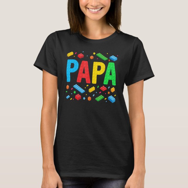 Familjen Pappa Master Builder Bygger Bricks Blocka T Shirt (Framsida)