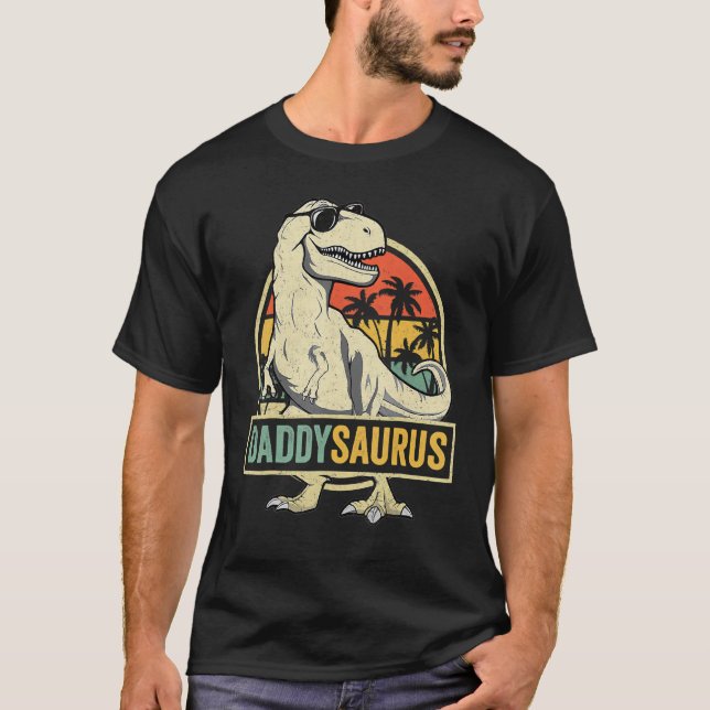 Familjen pappa Saurus Rex Dinosaur Manar Fars dag T Shirt (Framsida)