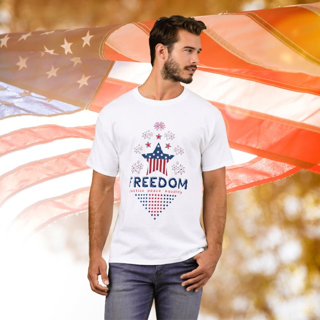 Familjen Patriot Red Blue Freedom USA flagga Star  T Shirt (Skapare uppladdad)