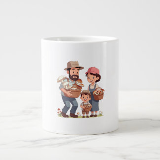 Familjen Plockar Svamp Tillsammans Jumbo Mugg