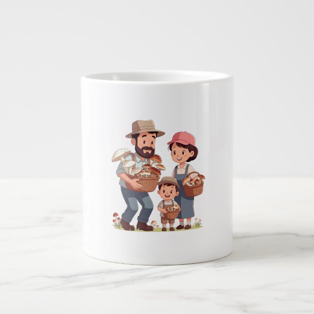 Familjen Plockar Svamp Tillsammans Jumbo Mugg (Framsidan)