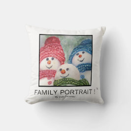 Familjen Porträtt Snögubbe Kudde