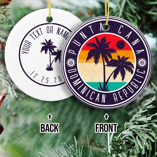 Familjen Punta Cana Dominican Retro Handflatan Trä Julgransprydnad Keramik (Skapare uppladdad)
