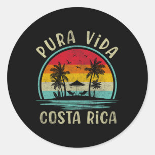 Familjen Pura Vida Beach Costa Rica Handflatan Trä Runt Klistermärke