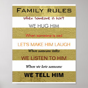 Familjen regler i guldfärg poster