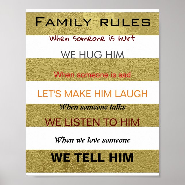 Familjen regler i guldfärg poster (Framsidan)