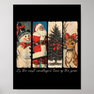 Familjen Reindeer Santa Snögubbe jul Julafton Träd Poster