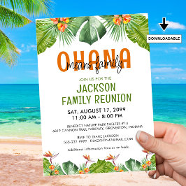 Familjen Reunion Luau OHANA Elak Family Inbjudningar