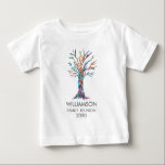 Familjen Reunion Rainbow Family Träd T Shirt<br><div class="desc">Det finns en "Familjeåterförening" T-shirt för varje barn i familjen! Dessa T-tröjor i roligten är dekorerade med en familj träd i färg i regnbågen. Anpassa dem med din familj namn och året. Den här unika designen är en utskrift av Träd-familjens mosaik som är gjord av ett litet delart glas av...</div>