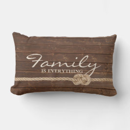 Familjen Rope Knot on Wood Lumbarkudde