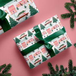 Familjen Rosa Vintage bil Julgran Town Presentpapper