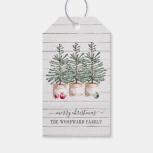 Familjen Rustic Julgranar Namn Presentetikett