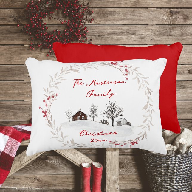 Familjen Rustic Land Namn Prydnadskudde (Rustic Country, Family Name and Year, Accent Pillow)