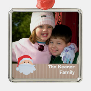 Familjen Santa anpassningsbar, fotobrun rand keeps Julgransprydnad Metall