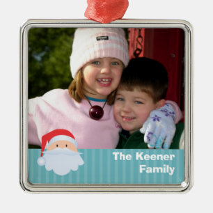 Familjen Santa anpassningsbar Photo Blue rand keep Julgransprydnad Metall