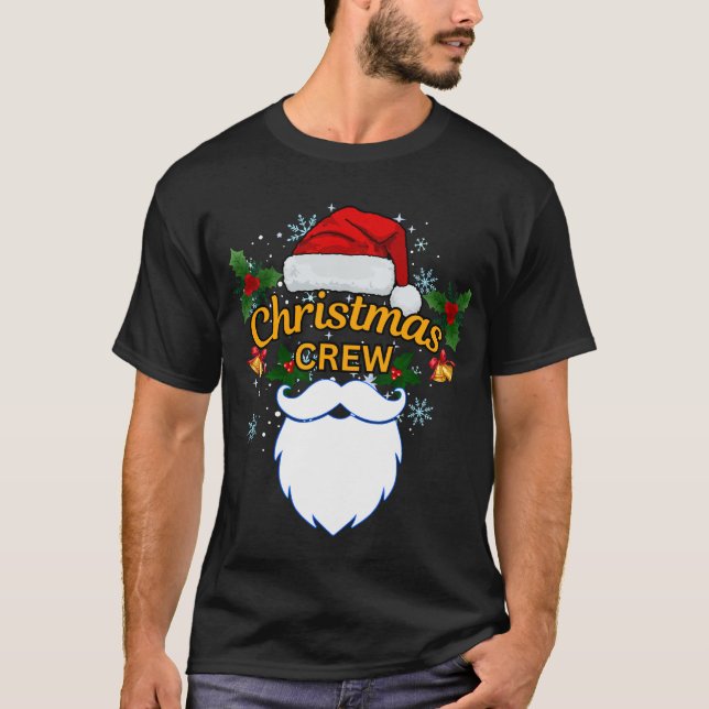 Familjen Santa Hat och Beard jul Crew T Shirt (Framsida)