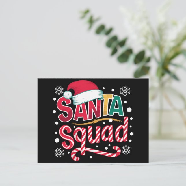 Familjen Santa Squad Julafton Squad Matching Santa Helg Vykort (Stående Fram)