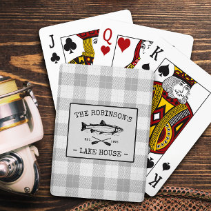 Familjen Sjö House Oars Fish Rustic White Play Casinokort