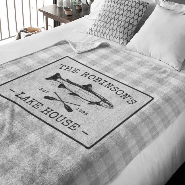 Familjen Sjö House Oars Fish Rustic White Play Fleecefilt (Skapare uppladdad)