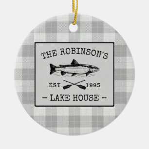 Familjen Sjö House Oars Fish Rustic White Play Julgransprydnad Keramik