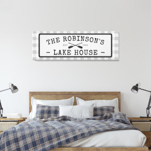 Familjen Sjö House Oars Paddles Rustic White Play Canvastryck